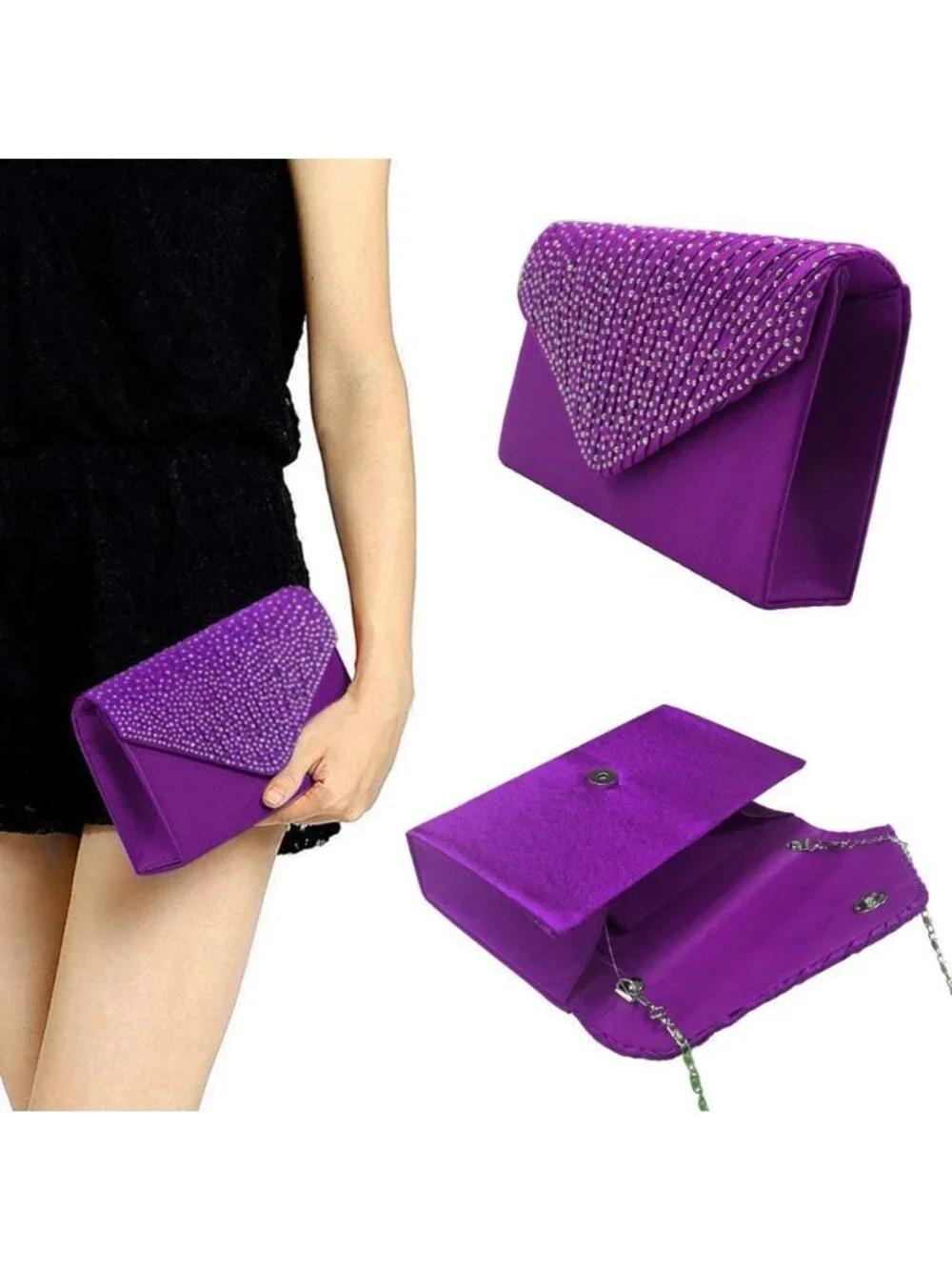 〽️ Women’s Purple Clutch Purse Bridal Wedding Party Evening Shoulder Bag
